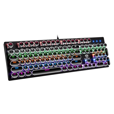 hjk901 游戏电竞青轴机械键盘圆形朋克复古发光有线游戏机械键盘